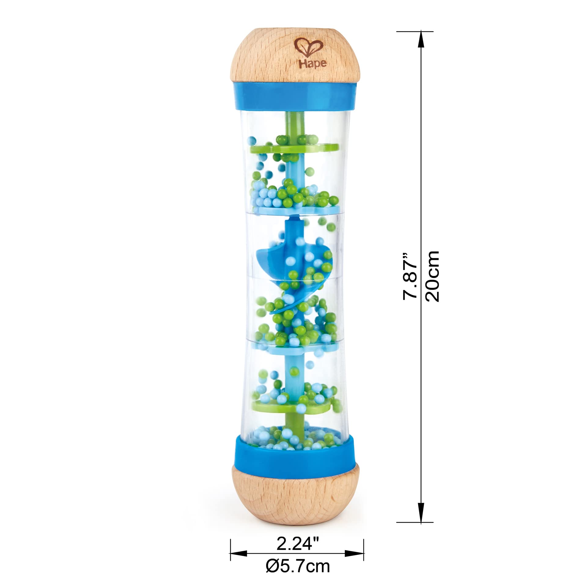 Hape Beaded Raindrops Wooden Rainmaker Toy – Blue, Model E0328B