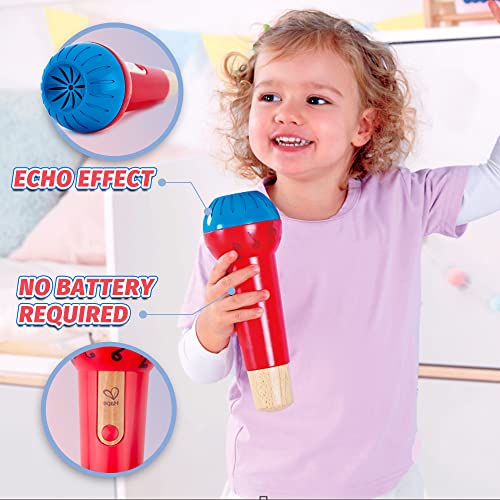 Hape Mighty Echo Microphone – Battery-Free Voice Amplifying Toy for Kids 1 Year & Up (Red)