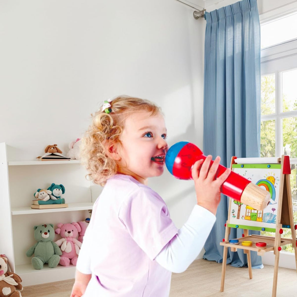 Hape Mighty Echo Microphone – Battery-Free Voice Amplifying Toy for Kids 1 Year & Up (Red)