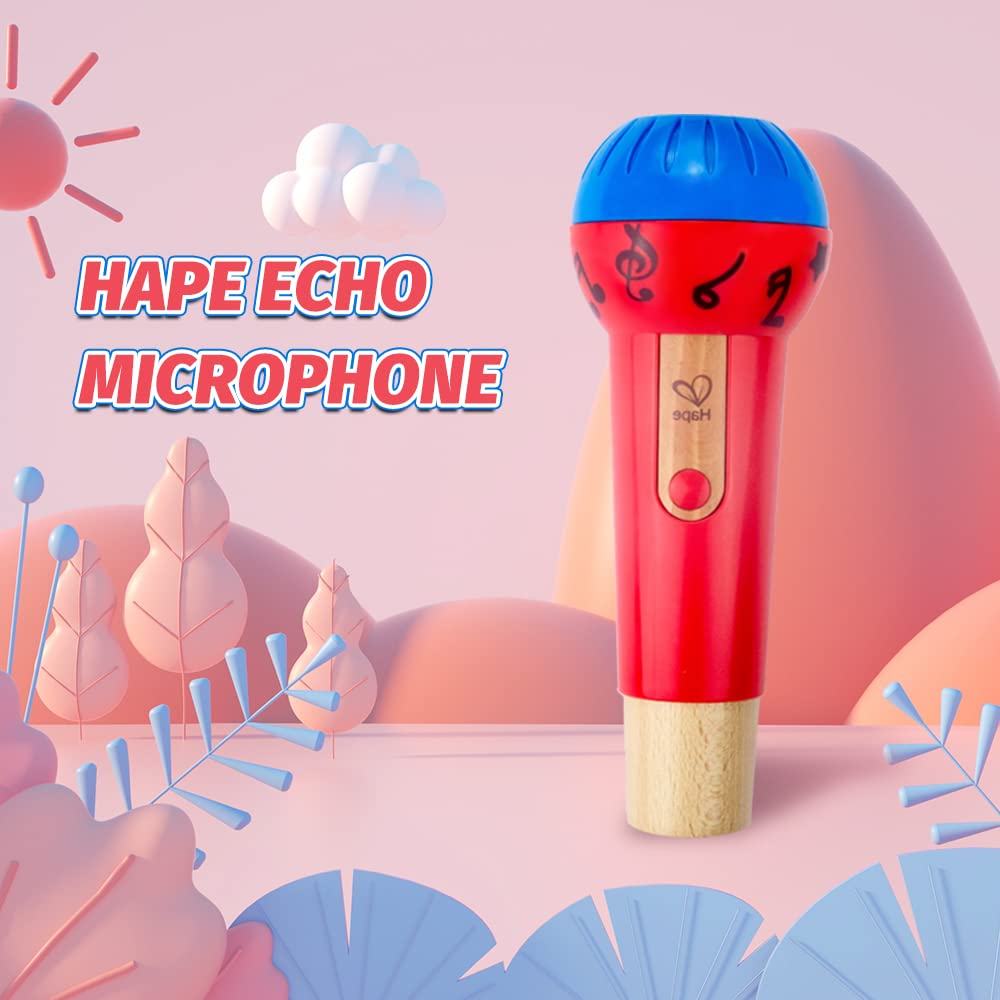 Hape Mighty Echo Microphone – Battery-Free Voice Amplifying Toy for Kids 1 Year & Up (Red)