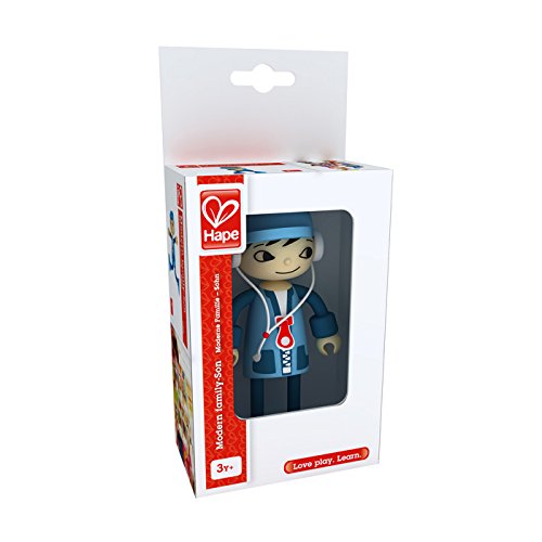 Hape Modern Family Wooden Son Doll – Poseable Blue Attire with FSC Maple Wood