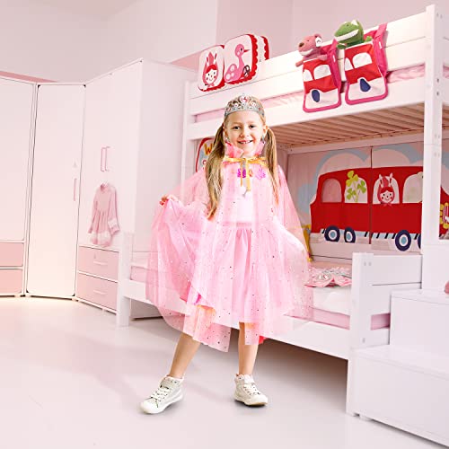 Hapgo 10-Piece Princess Cape Set for Little Girls – Dress-Up Costume with Tiara, Crown, Wand, Gloves, and Jewelry