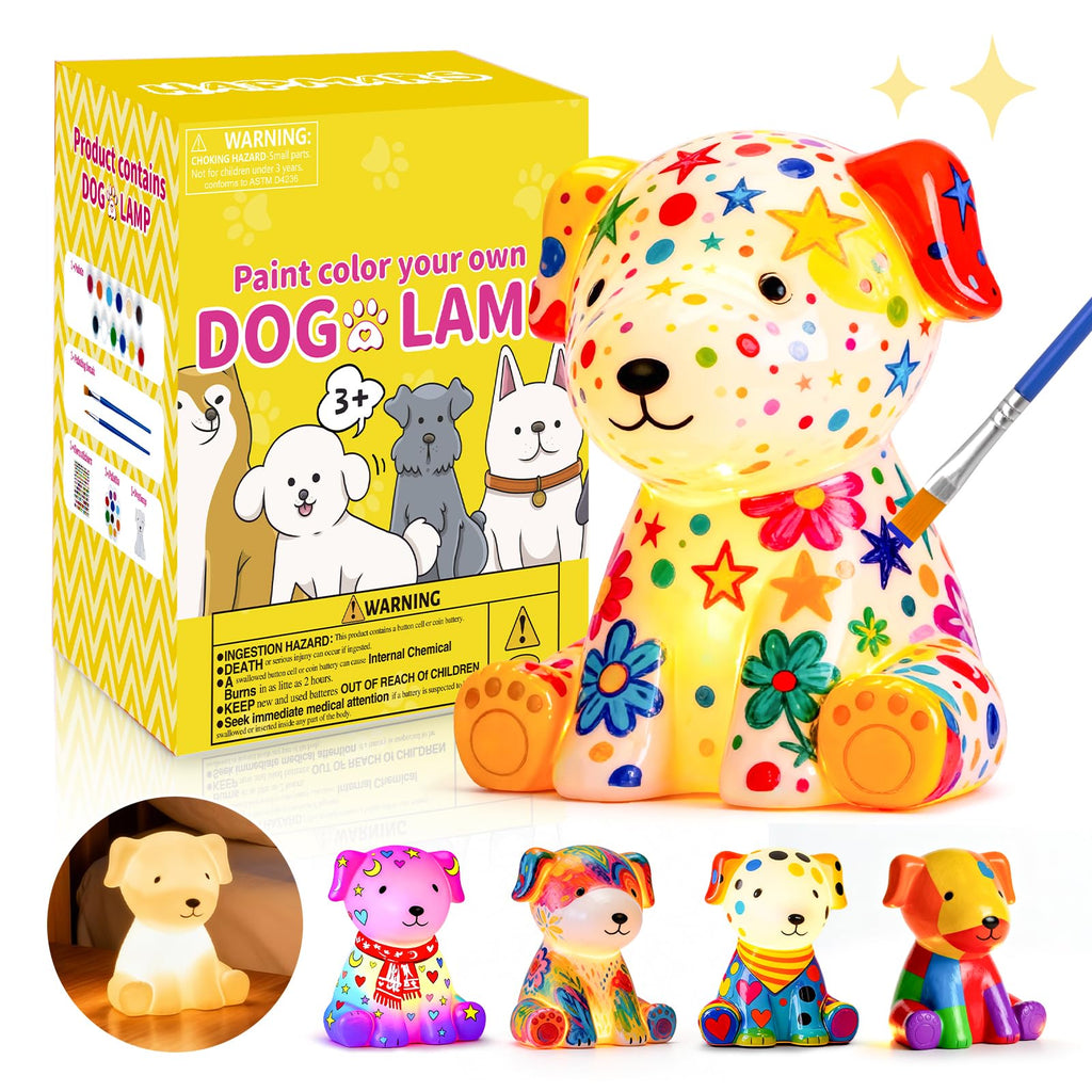HAPMARS Paint Your Own Dog Lamp Kit – DIY Art Craft for Kids Ages 4-12+