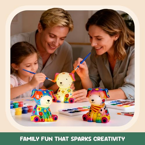 HAPMARS Paint Your Own Dog Lamp Kit – DIY Art Craft for Kids Ages 4-12+