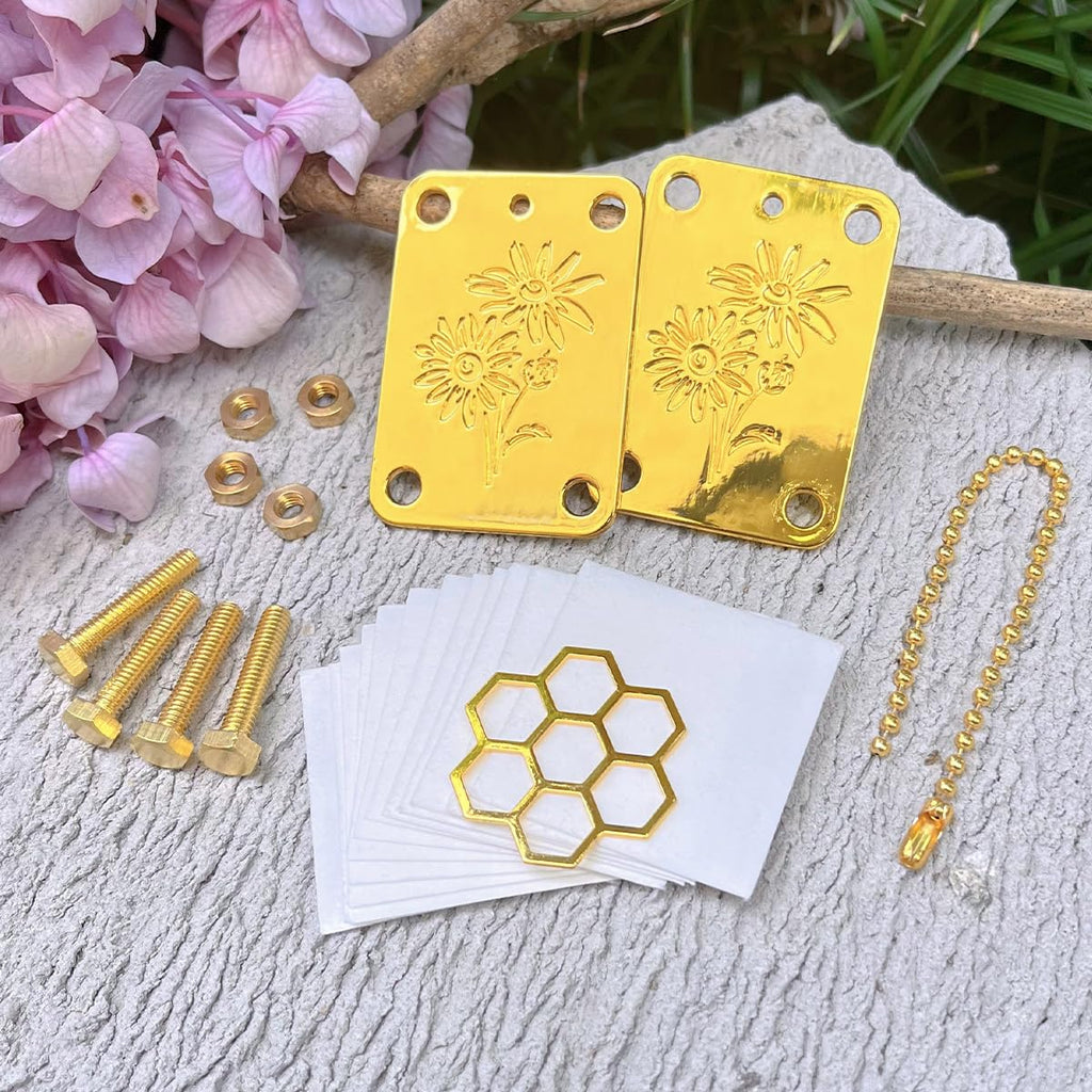 Happinit Micro Flower Press Kit - Miniature Gold Metal Pocket Flower Press for Dried Flower Crafts