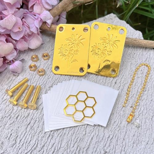 Happinit Micro Flower Press Kit - Miniature Gold Metal Pocket Flower Press for Dried Flower Crafts