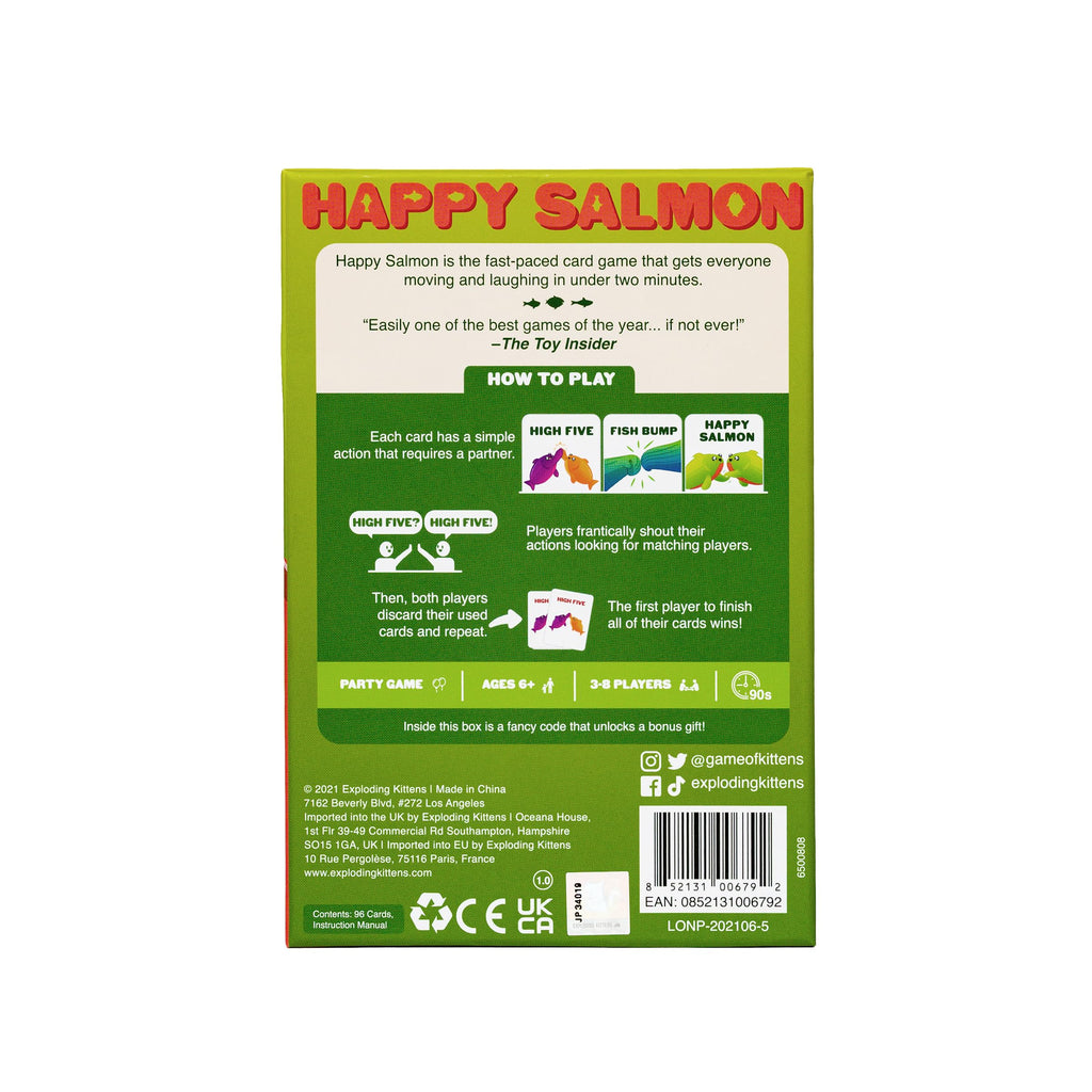 Happy Salmon Card Game – Fast-Paced Party Game for 3-8 Players, Ages 6+