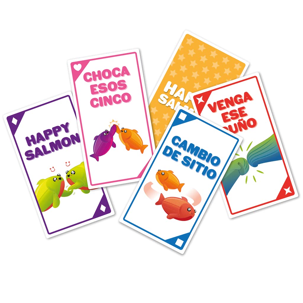 Happy Salmon de Exploding Kittens: Juego de cartas party rápido para 3-8 jugadores