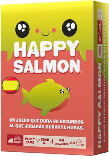 Happy Salmon de Exploding Kittens: Juego de cartas party rápido para 3-8 jugadores