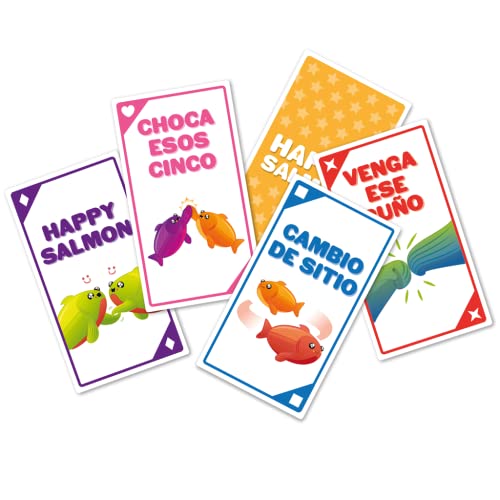 Happy Salmon de Exploding Kittens: Juego de cartas party rápido para 3-8 jugadores