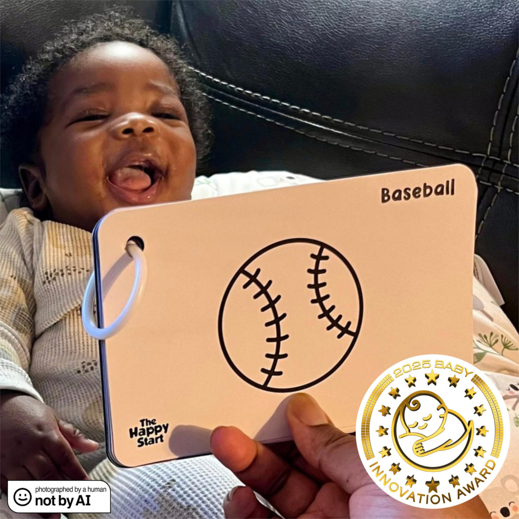 Happy Start High Contrast Baby Cards – Black & White Flashcards for Newborns, Water-Resistant, BPA-Free, Bilingual, Award-Winning