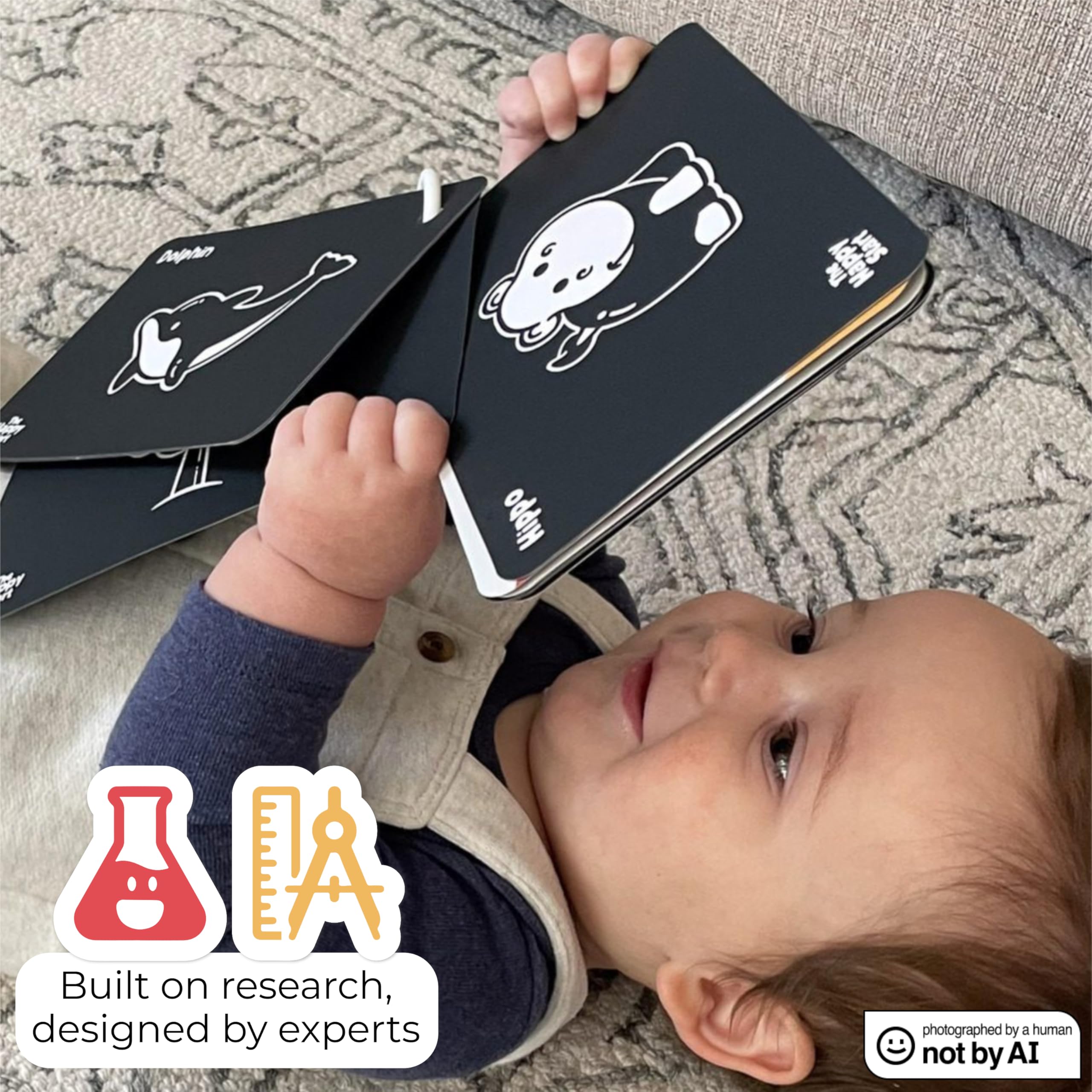 Happy Start High Contrast Baby Cards – Black & White Flashcards for Newborns, Water-Resistant, BPA-Free, Bilingual, Award-Winning