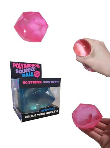 Hapros 20-Sided Diamond Sugar Ball Stress Toy - Slow-Rise Gummy Fidget, Non-Toxic, Squeeze for Anxiety (Pink or Purple, Single)