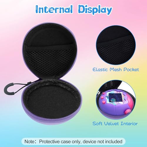 Hard EVA Carrying Case for Tamagotchi Paradise & NANO-MALS – Purple with Lanyard & Carabiner