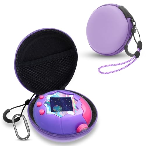Hard EVA Carrying Case for Tamagotchi Paradise & NANO-MALS – Purple with Lanyard & Carabiner