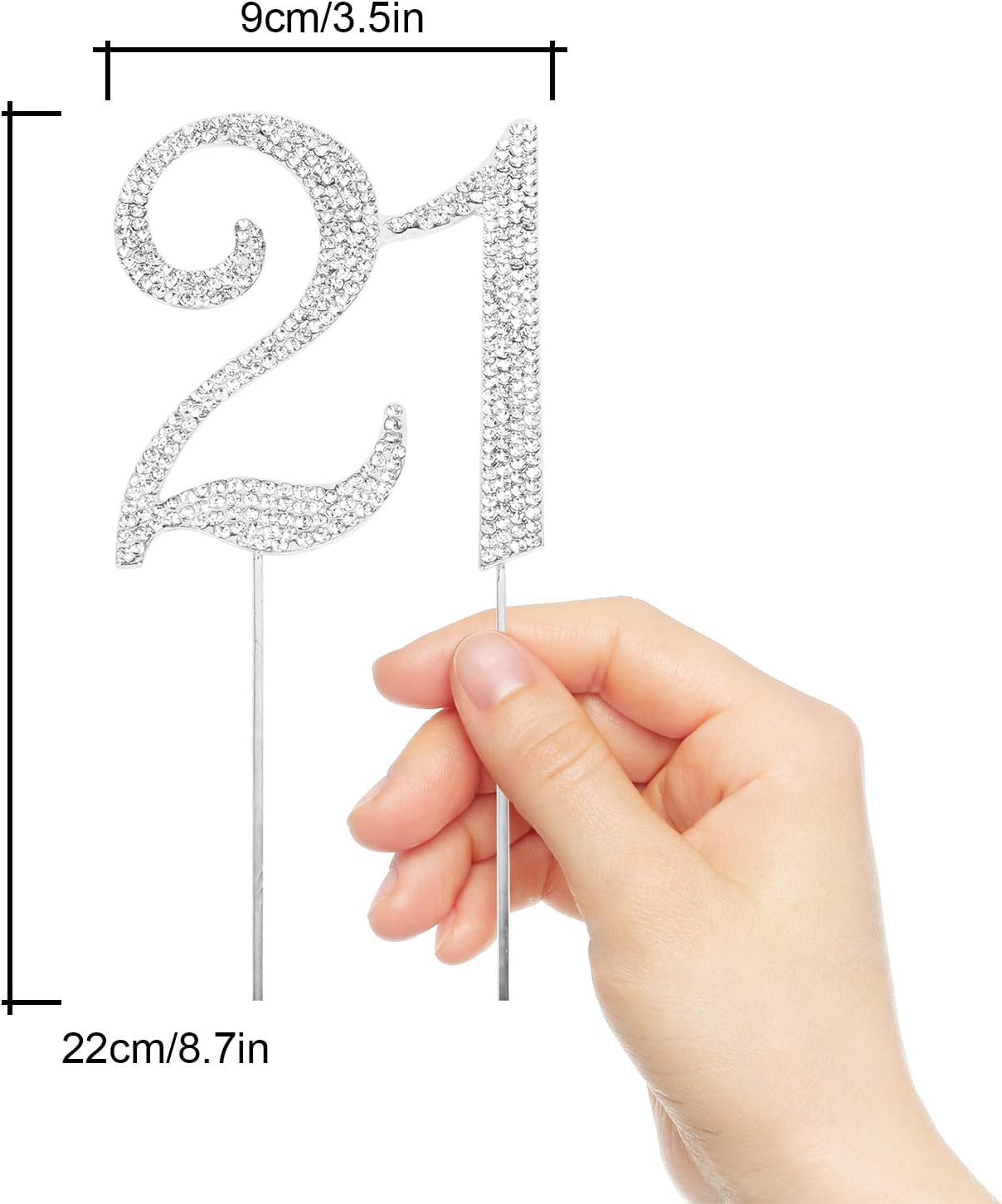 Hatcher lee 21st Birthday Cake Topper - Rhinestone Crystal Silver Keepsake Decor