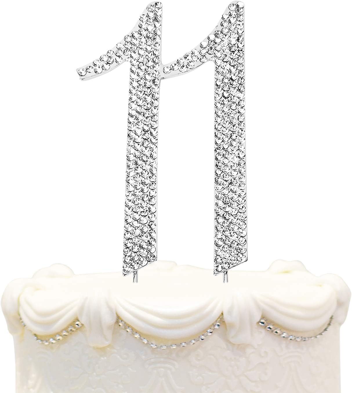 Hatcher lee Bling Crystal Rhinestone '11' Birthday Cake Topper – Silver Keepsake for 11th Party