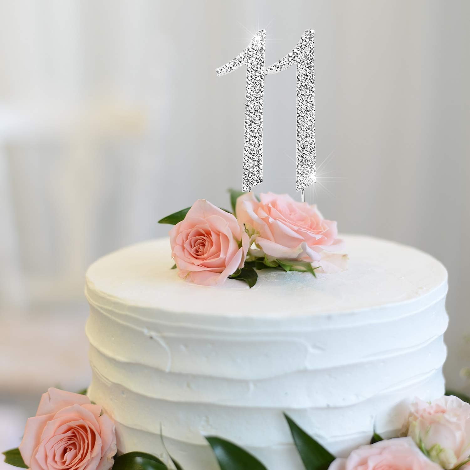 Hatcher lee Bling Crystal Rhinestone '11' Birthday Cake Topper – Silver Keepsake for 11th Party