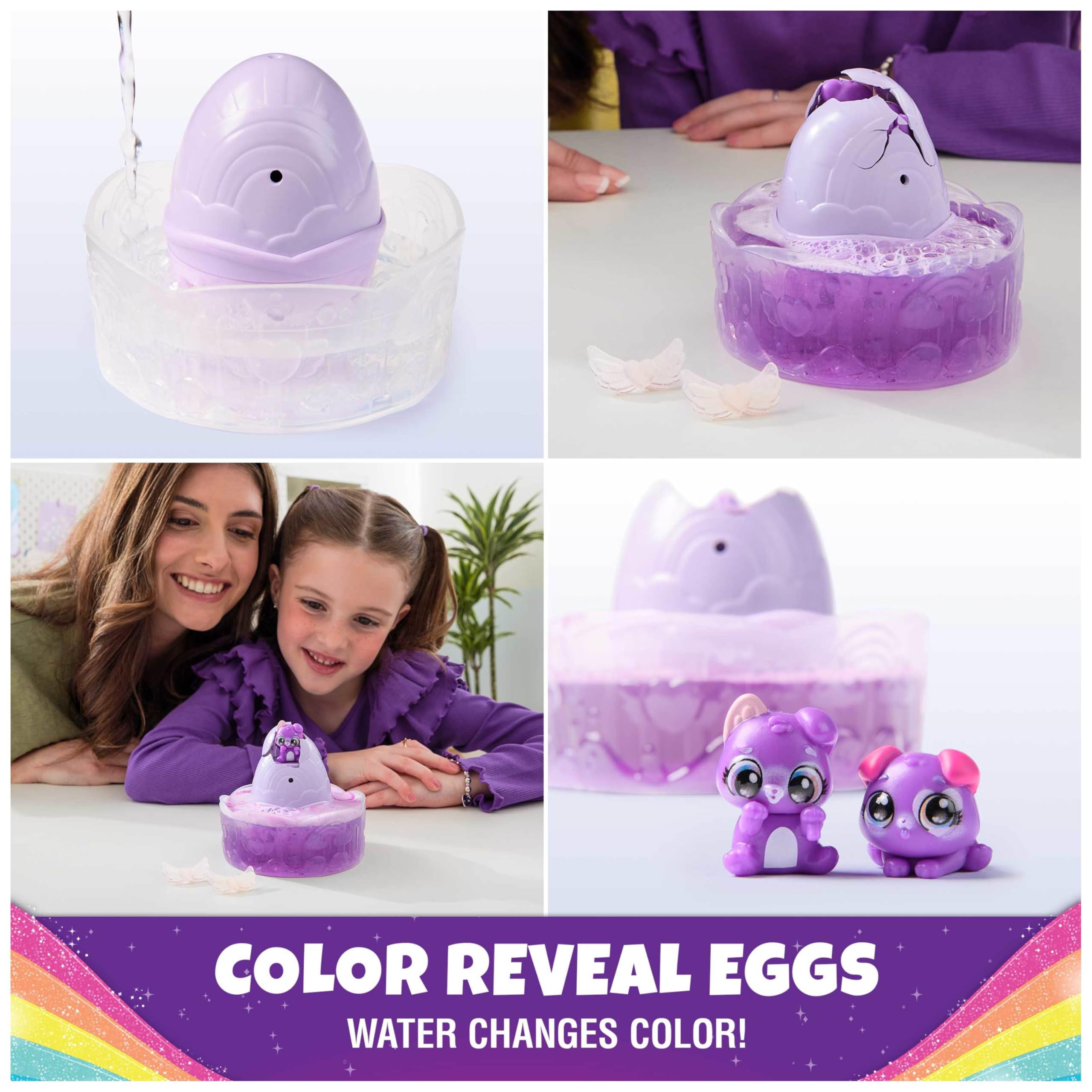 Hatchimals Alive Rainbow Splash Fizzy Color Surprise – Unbox Twins or Triplets from a Color-Changing Egg