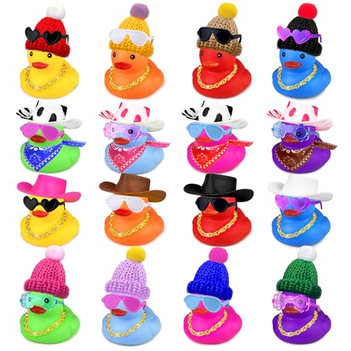 HAVAGDTM 64-Piece Mini Duck Party Favors with Sunglasses, Hats, and Necklaces – Bulk Water Toys for Kids