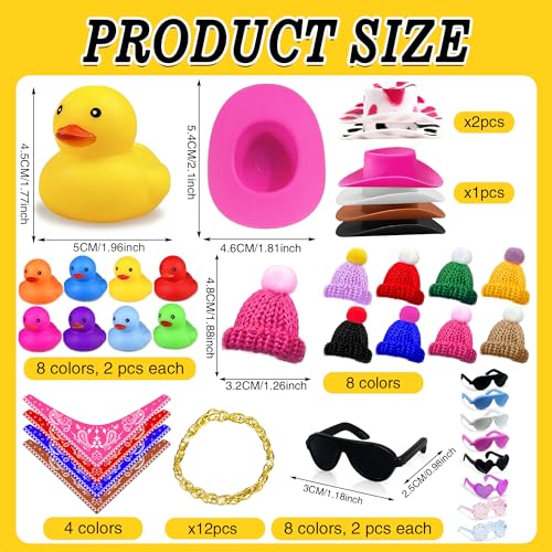 HAVAGDTM 64-Piece Mini Duck Party Favors with Sunglasses, Hats, and Necklaces – Bulk Water Toys for Kids
