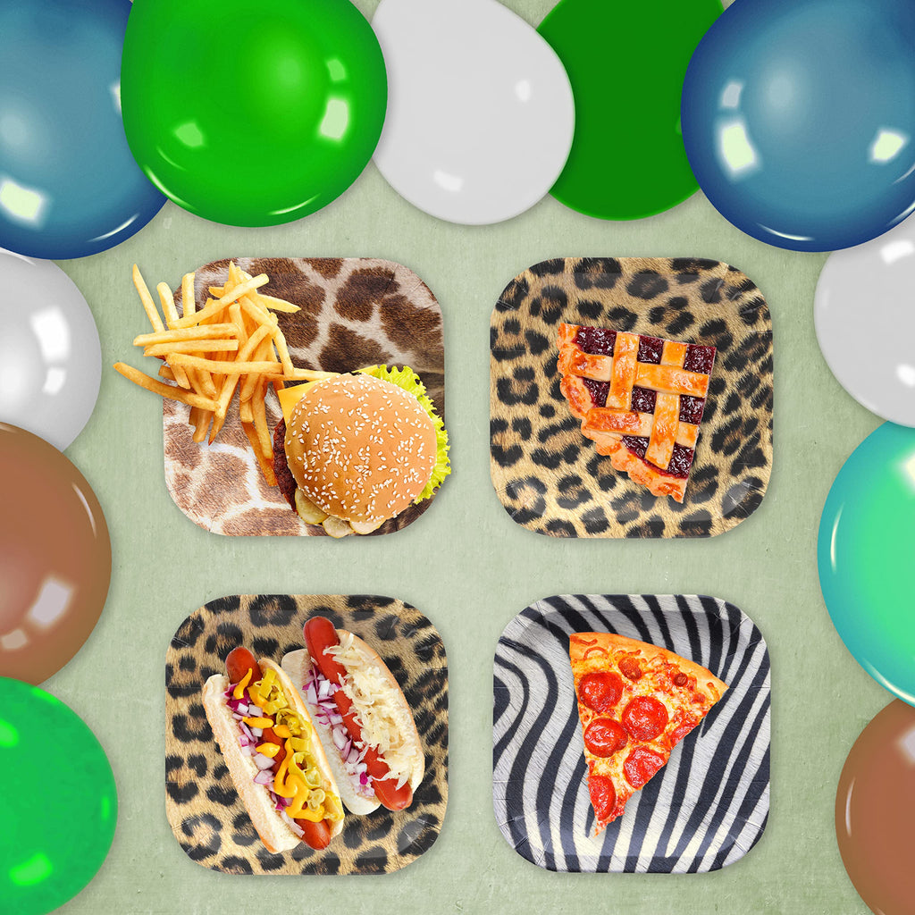 Havercamp Jungle Safari Dinner Plates - 16 Large Paper Plates with Realistic Animal Prints