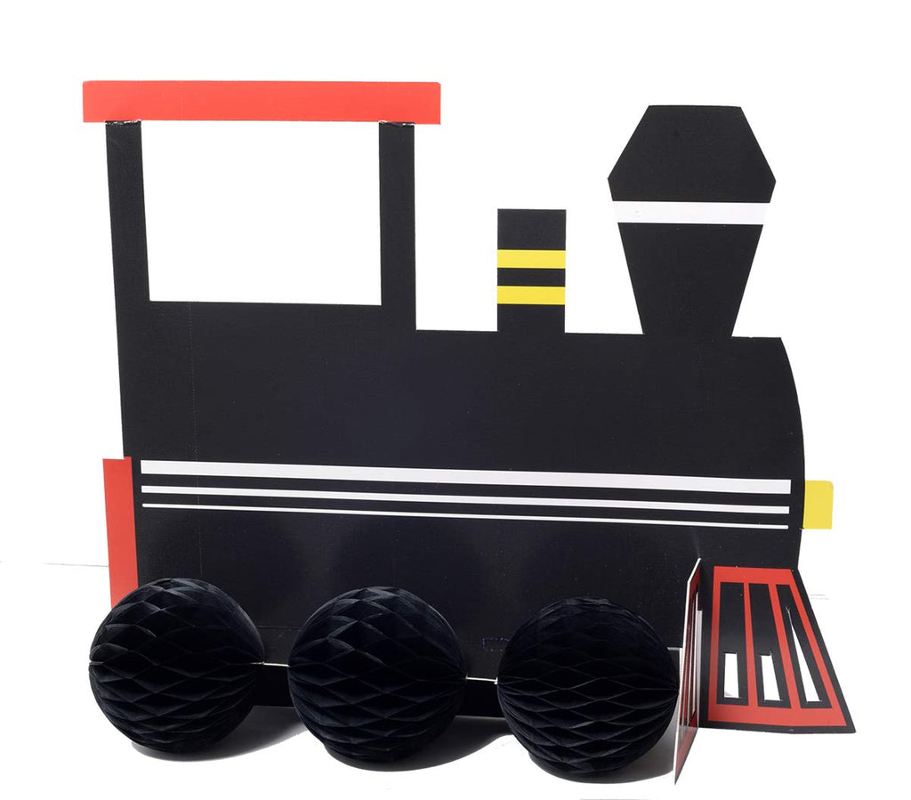 Havercamp Train Centerpiece Set – 3-Piece Cardboard Birthday Decor, Easy Assembly, 11.5x13.5 Inches