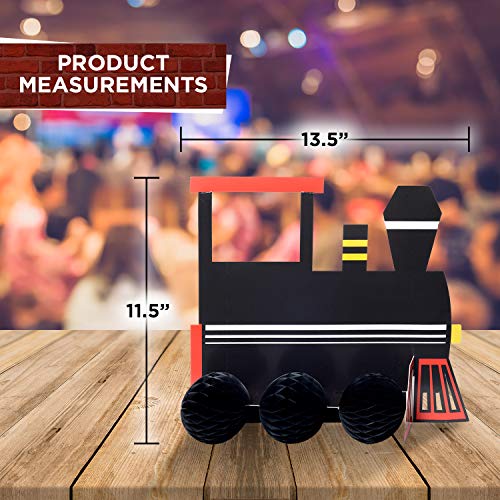 Havercamp Train Centerpiece Set – 3-Piece Cardboard Birthday Decor, Easy Assembly, 11.5x13.5 Inches