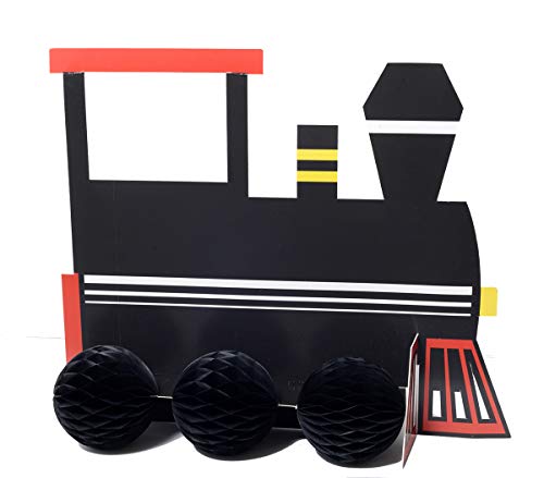 Havercamp Train Centerpiece Set – 3-Piece Cardboard Birthday Decor, Easy Assembly, 11.5x13.5 Inches
