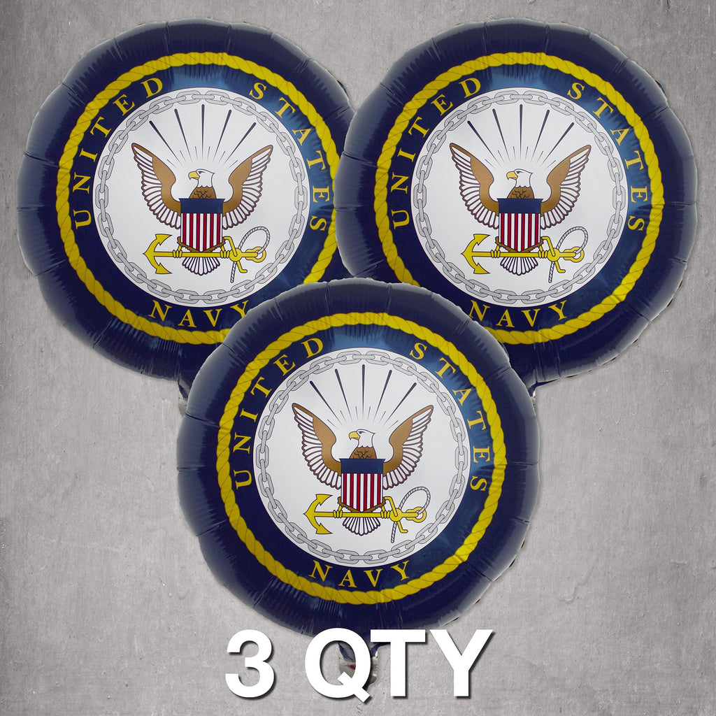 Havercamp U.S. Navy Mylar Balloons - 3 Pack of 18-Inch Official Crest Balloons