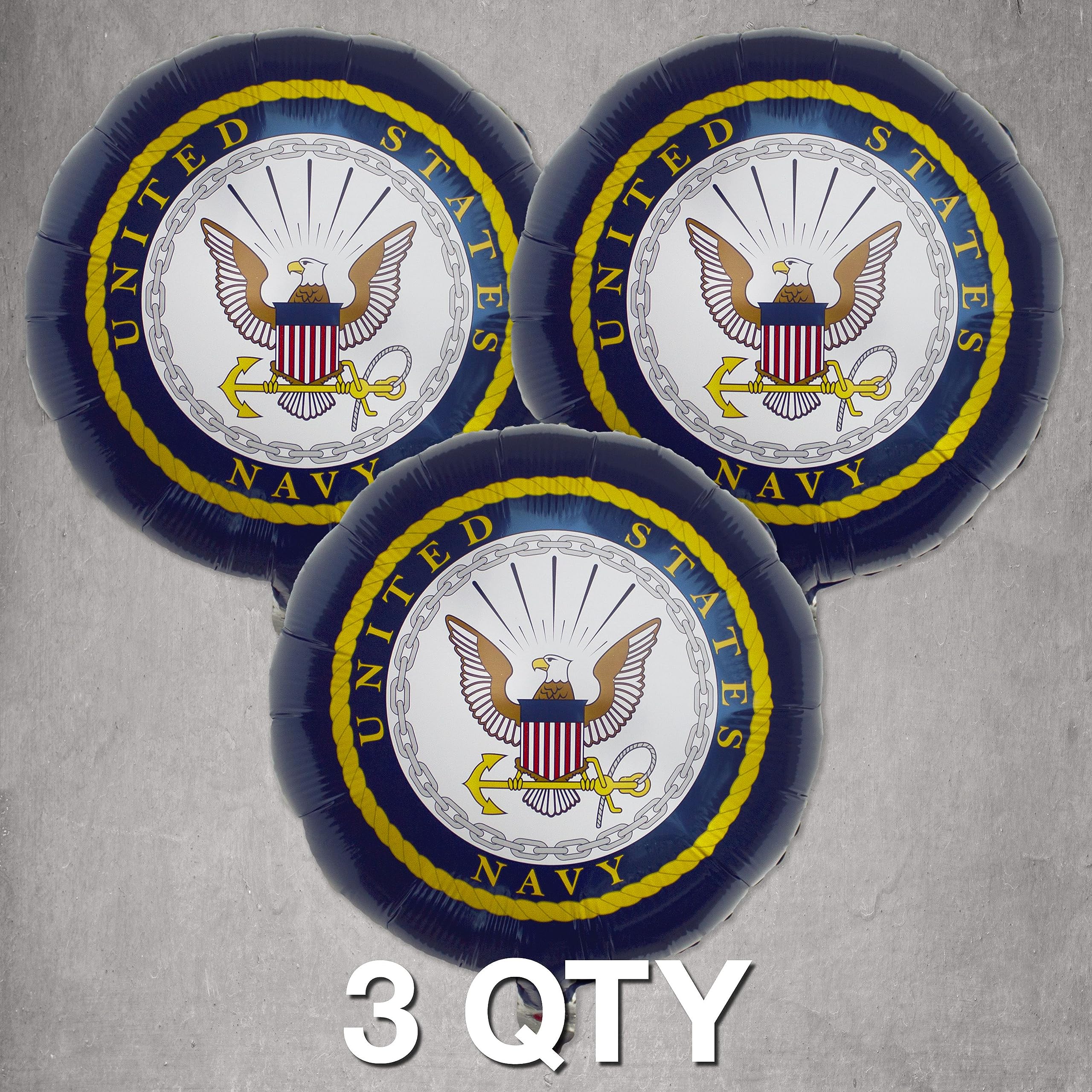 Havercamp U.S. Navy Mylar Balloons - 3 Pack of 18-Inch Official Crest Balloons