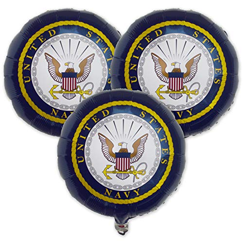 Havercamp U.S. Navy Mylar Balloons - 3 Pack of 18-Inch Official Crest Balloons