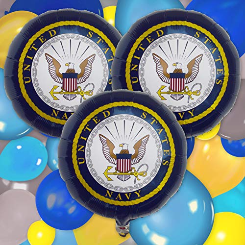 Havercamp U.S. Navy Mylar Balloons - 3 Pack of 18-Inch Official Crest Balloons