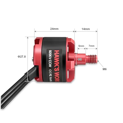 HAWK'S WORK 2212 920KV Brushless Motor for RC Airplanes and DIY Drones (2-4S, CCW)