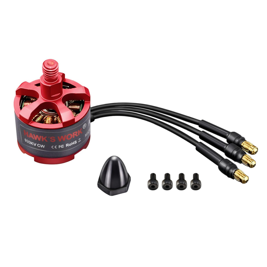 HAWK'S WORK 2212 920KV Brushless Motor for RC Plane and Multirotor Drones – Pre-Soldered, Balanced
