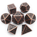 Haxtec Antique Copper Metal DND Dice Set with Leather Bag – 7-Piece Polyhedral Set