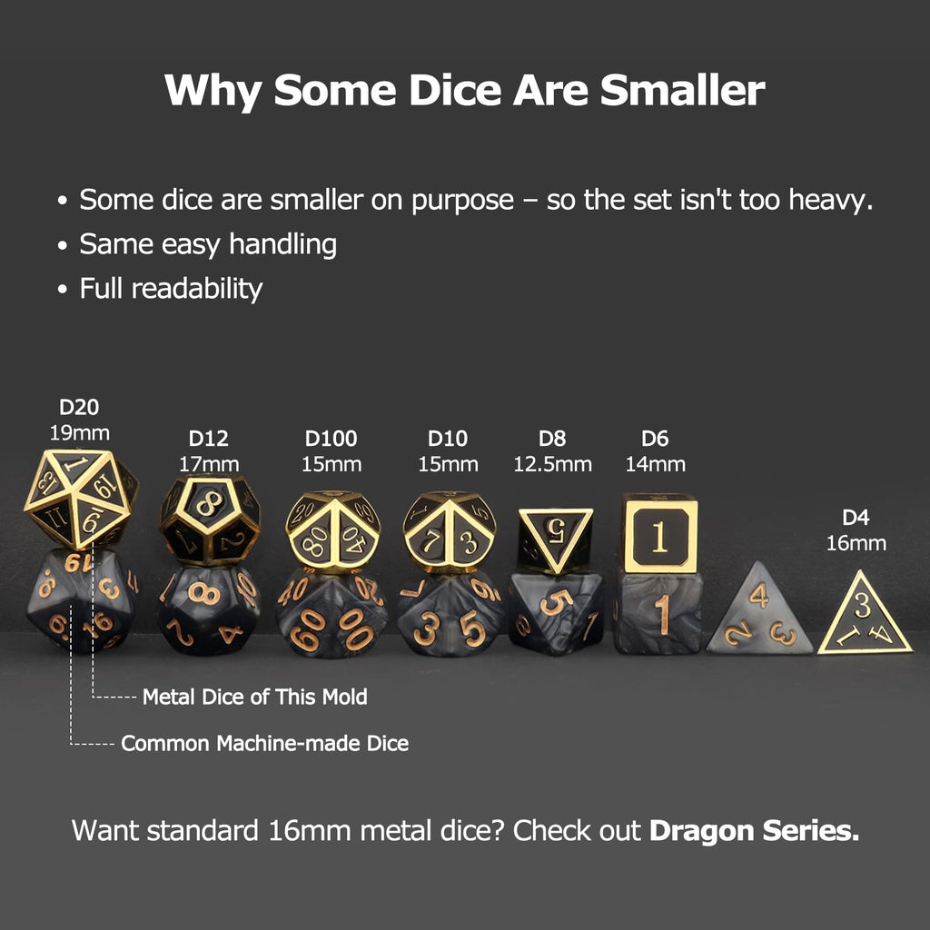 Haxtec Antique Copper Metal DND Dice Set with Leather Bag – 7-Piece Polyhedral Set