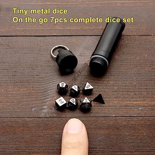 Haxtec Compact 6mm Metal Dice Set for D&D – Keychain Travel Case Included – Ideal Gift for Gamers