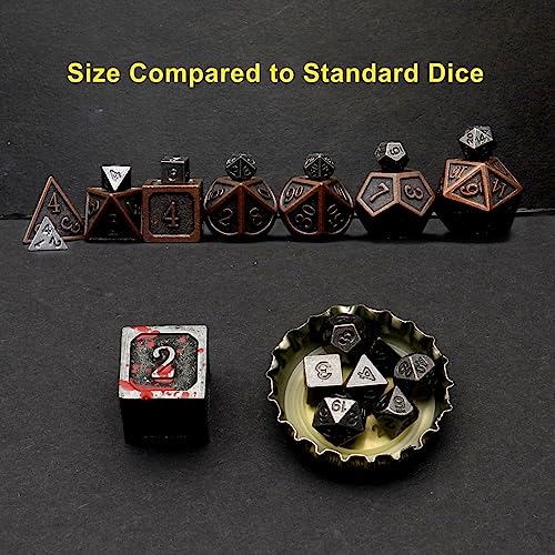 Haxtec Compact 6mm Metal Dice Set for D&D – Keychain Travel Case Included – Ideal Gift for Gamers