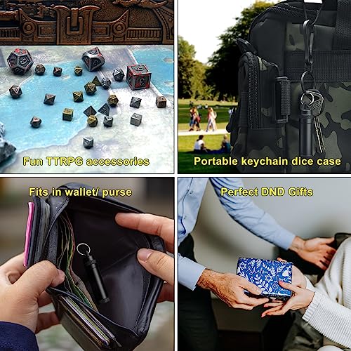 Haxtec Compact 6mm Metal Dice Set for D&D – Keychain Travel Case Included – Ideal Gift for Gamers