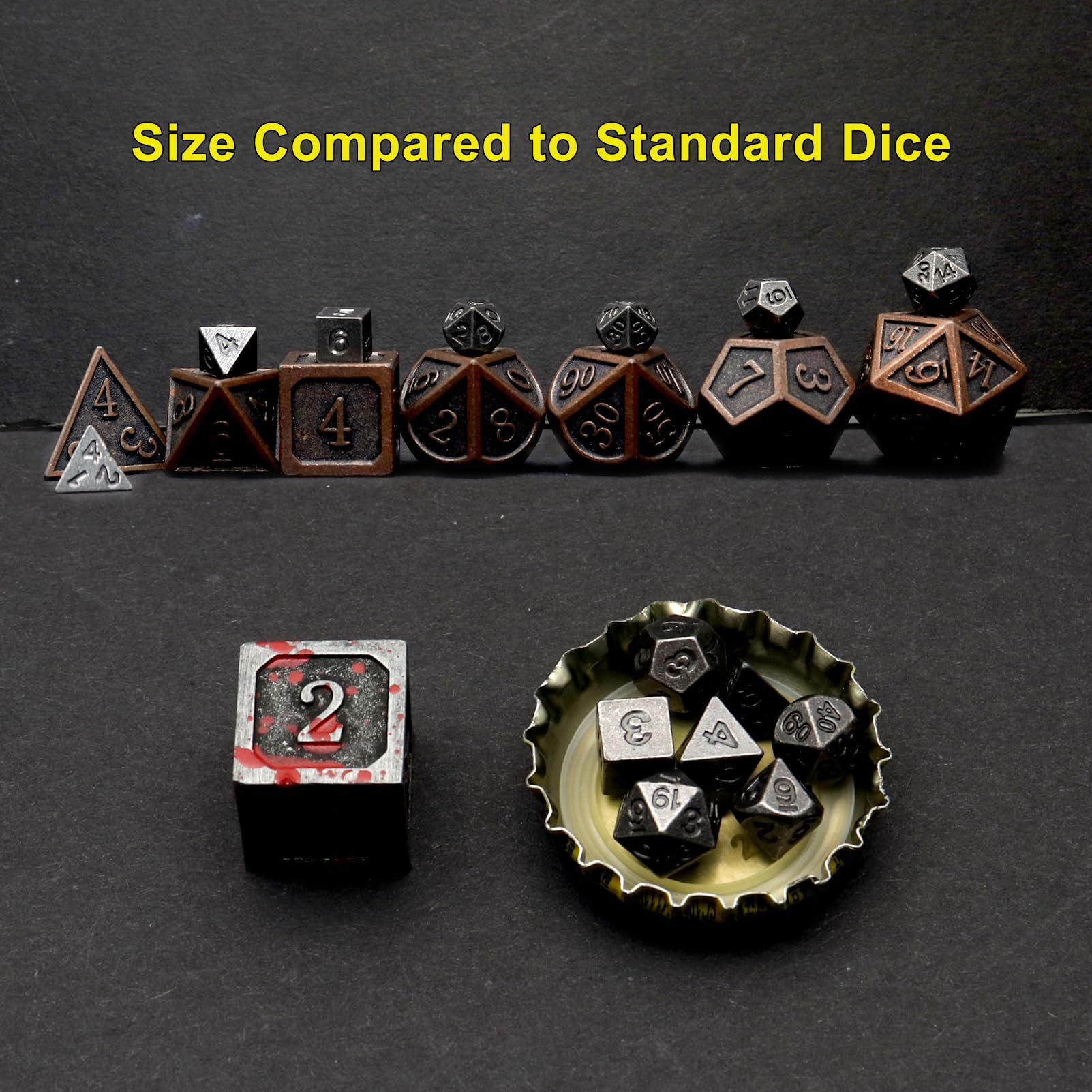 Haxtec Compact 6mm Metal Dice Set for D&D – Keychain Travel Case Included – Ideal Gift for Gamers