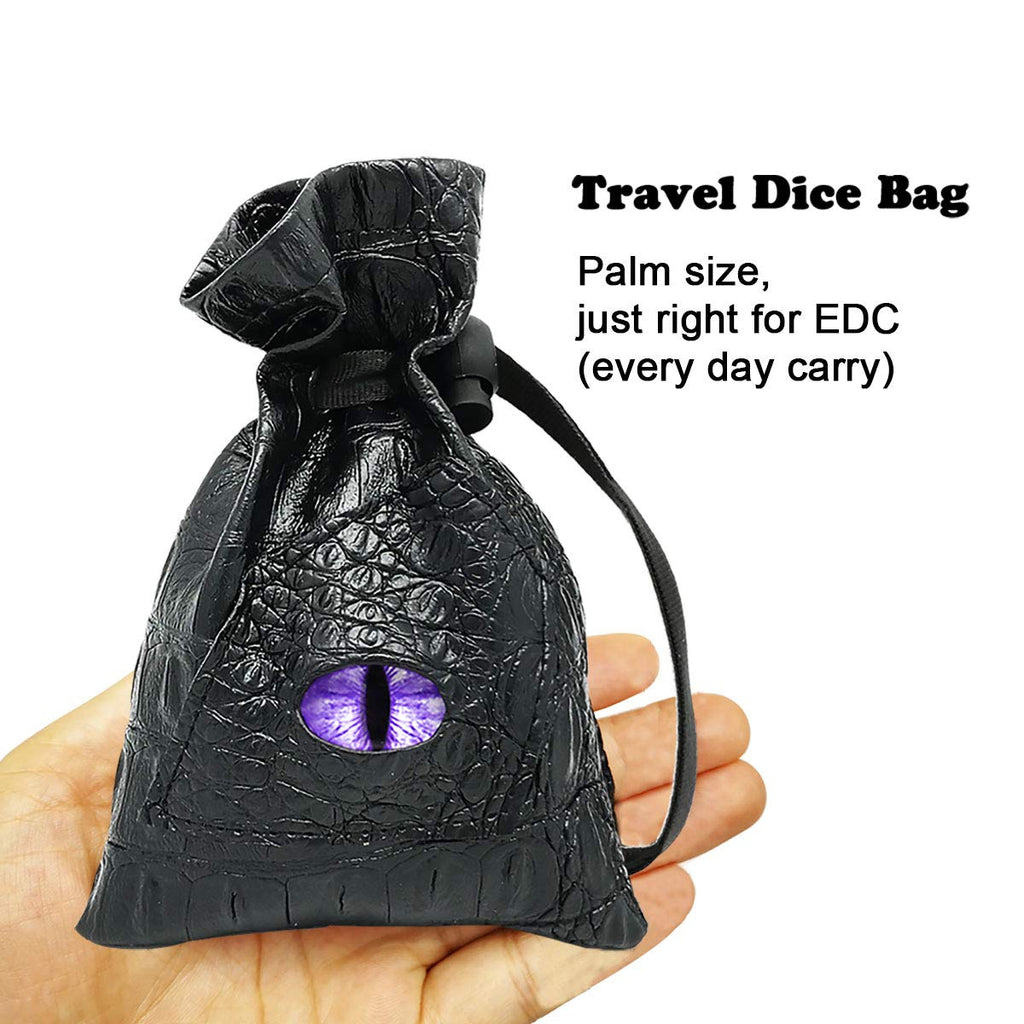 Haxtec Dragon Dice Bag with 3D Glass Dragon Eye – PU Leather Dice Pouch for D&D, Patented Design