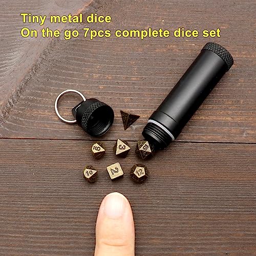 Haxtec Mini Metal Dice Set (6mm) – Bronze Keychain Dice for D&D – Portable RPG Accessories