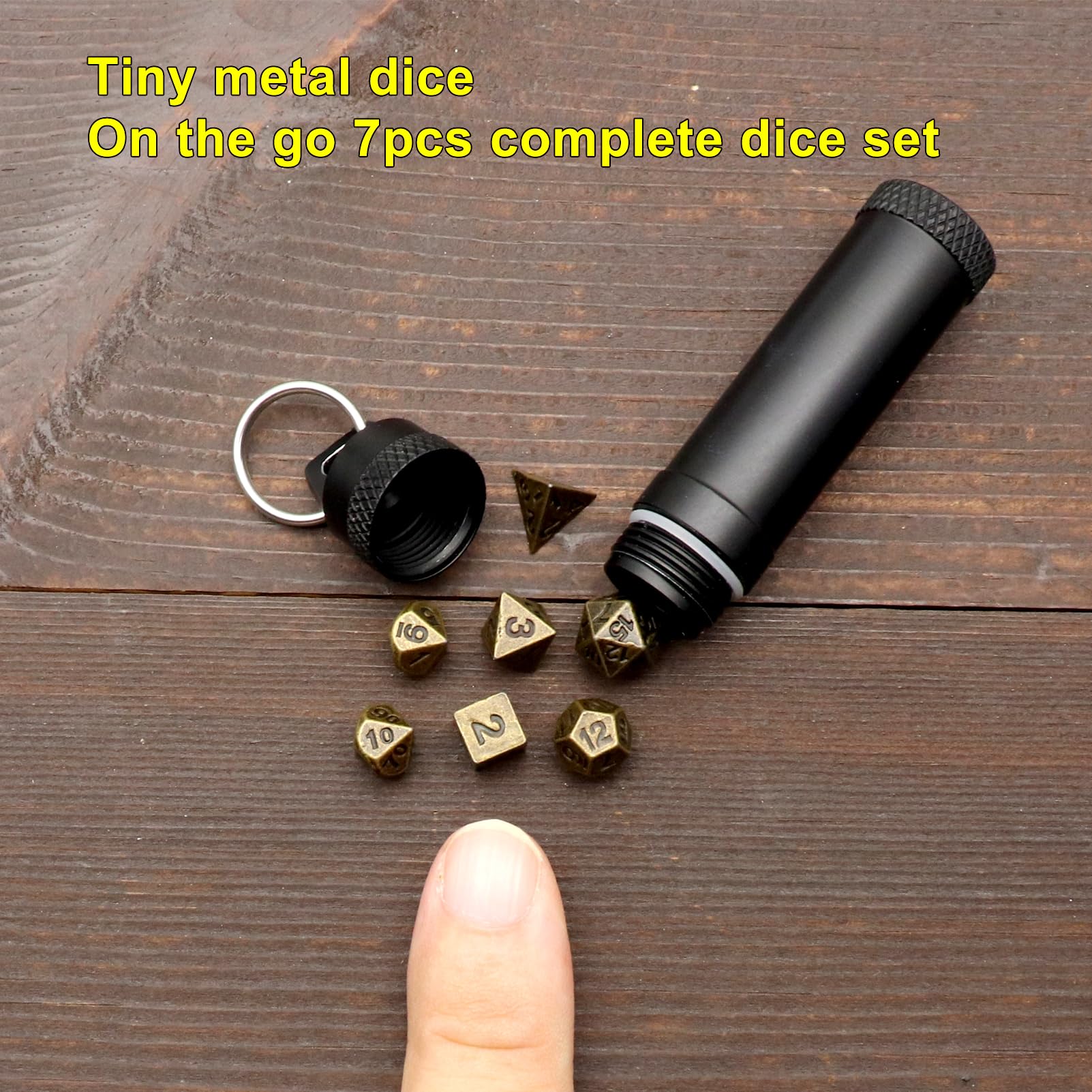 Haxtec Mini Metal Dice Set (6mm) – Bronze Keychain Dice for D&D – Portable RPG Accessories