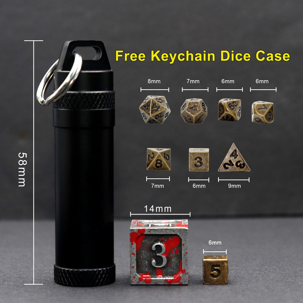 Haxtec Mini Metal Dice Set (6mm) – Bronze Keychain Dice for D&D – Portable RPG Accessories