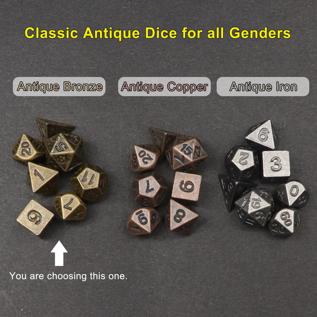 Haxtec Mini Metal Dice Set (6mm) – Bronze Keychain Dice for D&D – Portable RPG Accessories