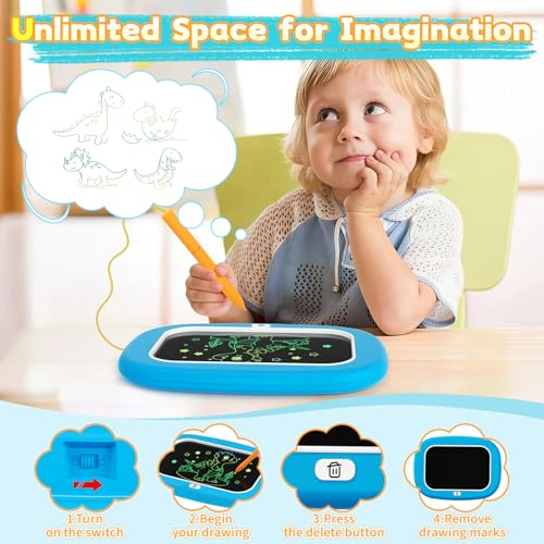 HCFJEH LCD Writing Tablet for Kids Ages 1-5 - Blue Toddler Drawing Pad with Detachable Stand & Pressure-Sensitive Screen