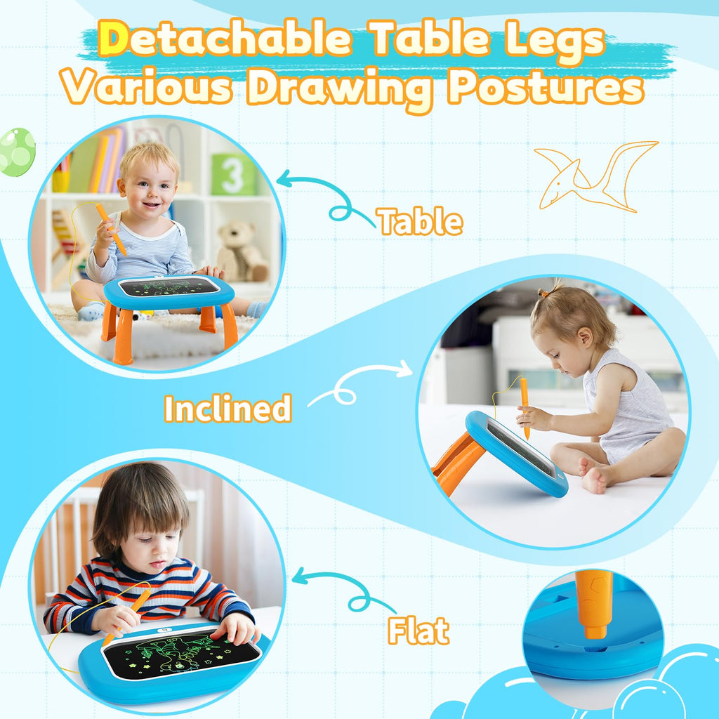 HCFJEH LCD Writing Tablet for Kids Ages 1-5 - Blue Toddler Drawing Pad with Detachable Stand & Pressure-Sensitive Screen