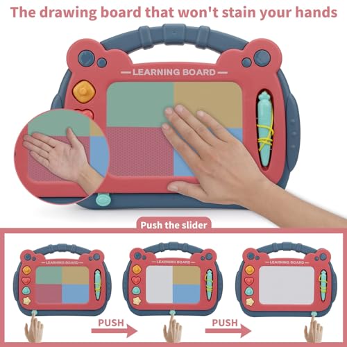 HCFJEH Magnetic Drawing Board for Toddlers 3-5, Blue – Color Erasable Doodle Pad with Detachable Legs and 4 Stamps