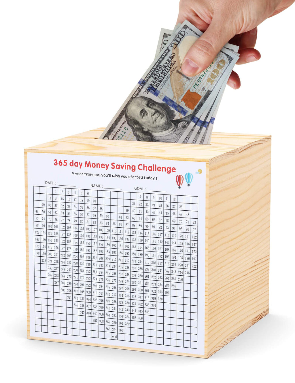 HCHANGEN Natural Wood Piggy Bank – 4.72-Inch Savings Box for Adults & Kids, Cannot Be Opened Without Destroying